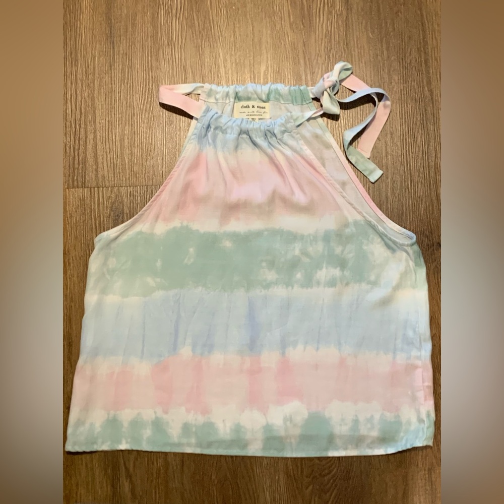 NWOT, Anthropologie Cloth & Stone, Tie Dye, Halter Top w/ Tie Neck, Size Medium - Picture 2 of 7